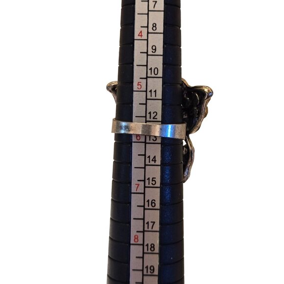 Vintage Butterfly Ring With Pink & Purple Rhinestones On Silver-Tone Band - Picture 7 of 10